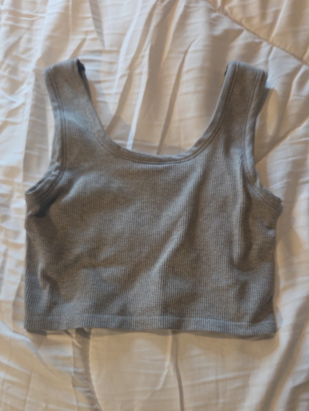 Girls Yogalicious Grey Ribbed Scoop Crop Tank